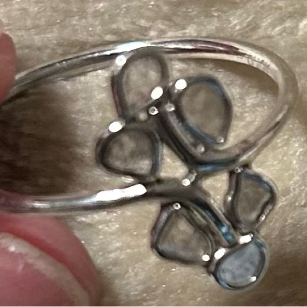 925 sterling silver polki diamond ring size 8 1/4